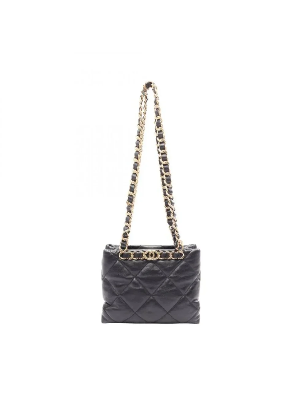 Chanel Tote Quilted Small Shopping Black Lambskin